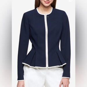 Tommy Hilfiger Women's Navy Blazer with White Trim